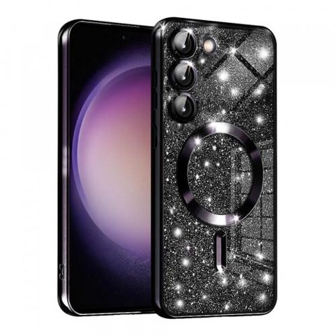 Husa MagSafe pentru Samsung Galaxy S23 S911, Techsuit, Luxury Glitter, Neagra