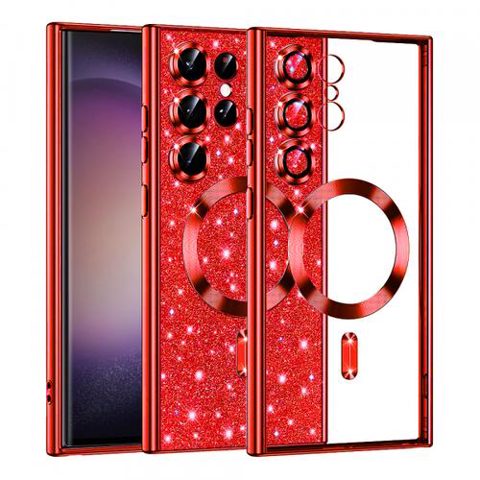 Husa MagSafe pentru Samsung Galaxy S23 Ultra S918, Techsuit, Luxury Glitter, Rosie