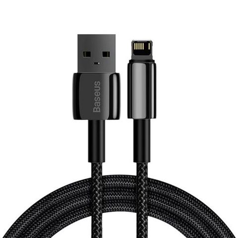 Cablu alimentare si date Baseus, Tungsten Gold, Fast Charging, USB la Lightning 2.4A braided 1m, Negru