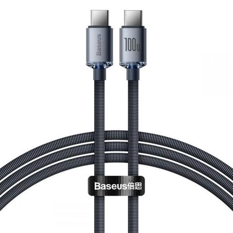 Cablu de date Baseus Crystal Shine, USB Type-C - USB Type-C, PD 100W, 3A, 1.2m, Negru