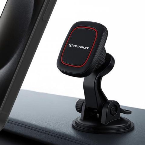 Suport Auto Magnetic Techsuit S6, Universal (Negru/Rosu)