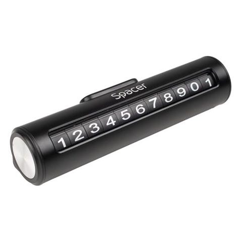 Suport numar de telefon parbriz Spacer, Functie ascundere numar, Negru