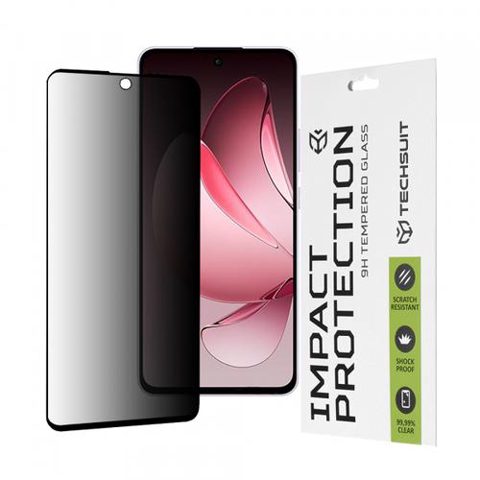 Folie de protectie Ecran Privacy Techsuit pentru Oppo Reno13 FS 5G / Reno13 F 4G / Reno13 F, Sticla Securizata, Full Glue, 111D