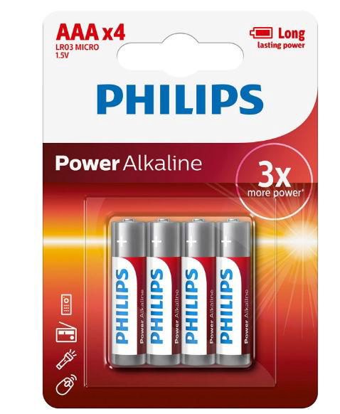 Baterii Philips Power Alkaline LR03P4B/10, AAA, 4 buc