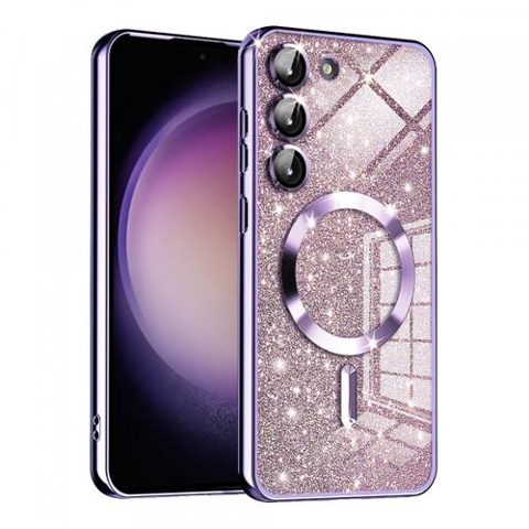 Husa MagSafe Techsuit Luxury Glitter pentru Samsung Galaxy S23 S911 (Mov)