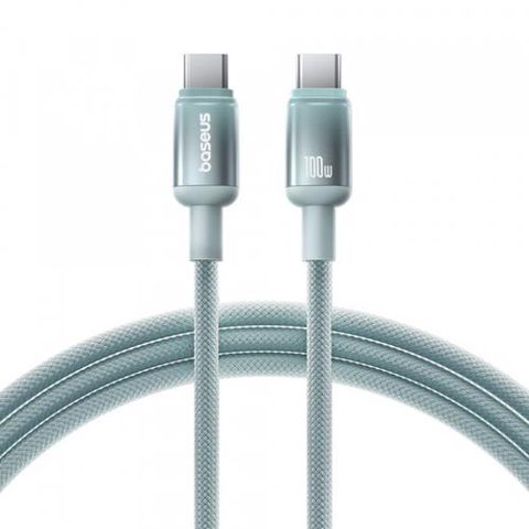 Cablu Date si Incarcare USB-C - USB-C Baseus Discolor E0420702, 100W, 1m, Verde