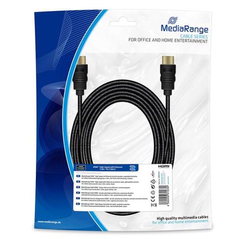 Cablu HDMI MediaRange, de mare viteza, cu Ethernet, 10.2 Gbit/s, 5 m, Negru
