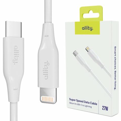 Cablu de date si incarcare Allity AUC-02, USB-C to Lightning, 27W, 2m, Alb