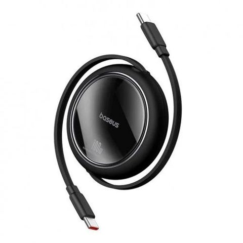Cablu de date Baseus Free2Pull Mini, Fast Charging, retractabil, USB Type-C la USB Type-C 60W, 1m, Negru