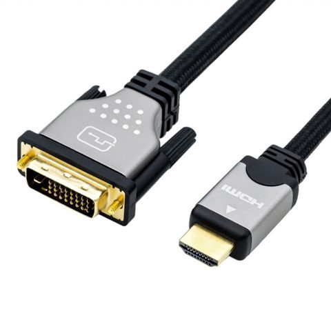 Cablu HDMI la DVI-D 24+1 pini T-T 1.5m, Roline 11.04.5876*