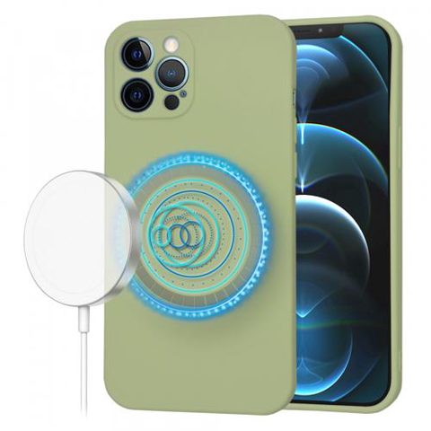 Husa MagSafe pentru Apple iPhone 12 Pro Max, Techsuit, SoftFlex, Verde Deschis