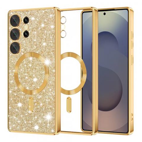 Husa MagSafe pentru Samsung Galaxy S25 Ultra S938, Techsuit, Luxury Glitter, Aurie