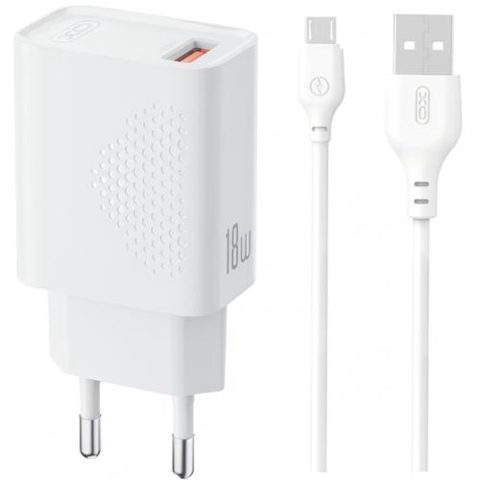 Incarcator Retea Cu Cablu microUSB XO Design L159, 18W, 3A, 1 x USB-A (Alb)