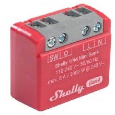 Releu inteligent Shelly 1PM Mini GEN4 3800238070809, 1 canal, 8A, multiprotocol (WiFi, bluetooth, matter, zigbee)
