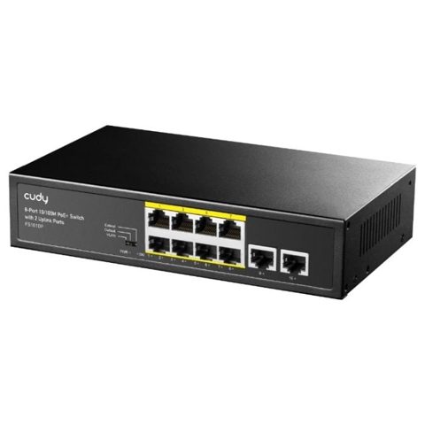 Switch Cudy FS1010P, 8 porturi PoE, 2 porturi Uplink, 10/100Mbps