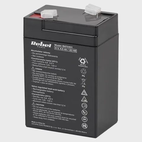 Acumulator stationar, plumb acid sigilat, VRLA, 6V 4.5Ah pentru cantare, UPS, jucarii, barcute, lanterne, alarme, masinute