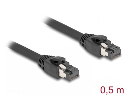 Cablu de retea RJ45 Cat. 8.1 S/FTP LSOH GHMT 0.5m Negru, Delock 80232