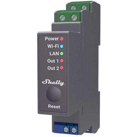 Releu inteligent Shelly Pro 2 - 2canale, WiFi, LAN, control aplicatie, compatibil Amazon Alexa, Google Assistant si Home Assistant 3800235268025