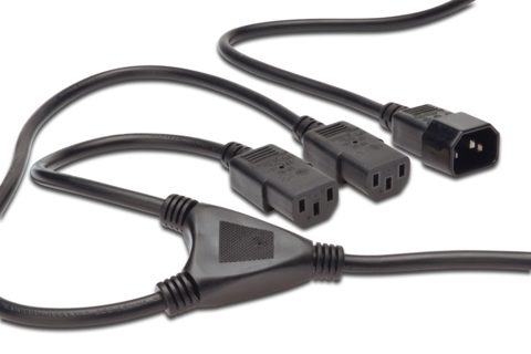 Cablu prelungitor alimentare in Y pentru PC C14 la 2 x C13 1.8m, KPSY