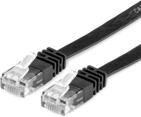 Cablu retea UTP Flat cat.6 3m Negru, Value 21.99.0963