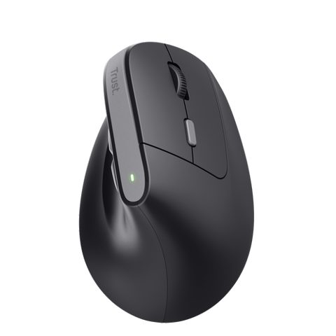 Mouse Wireless Ergonomic Trust Bayo II, silent click, 800-2400 DPI, reincarcabil USB-C (Negru)