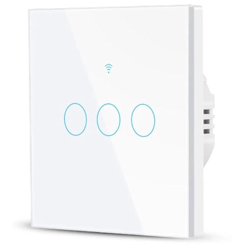 Intrerupator Smart cu Touch Rovo FN3C, 3 canale, Sticla Securizata, Tuya, Life Smart, RF 433MHz, Alexa si Google Assistant, fara nul / 0048544086852
