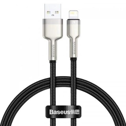 Cablu de date Baseus Cafule Metal, Fast Charging, CALJK-01, USB - Lightning, 0.25m (Negru)