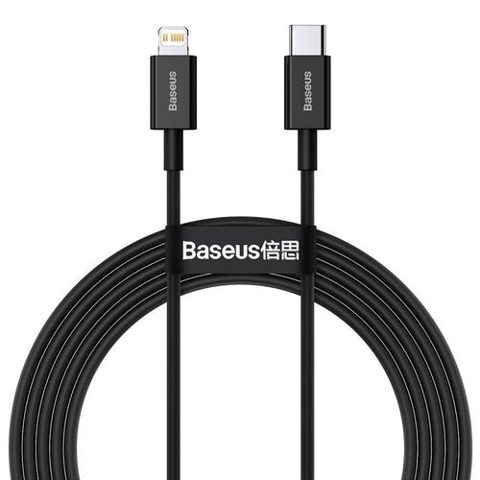 Cablu pentru incarcare si transfer de date Baseus Superior, USB Type-C/Lightning, Power Delivery 20W, 2.4A, 2m, Negru