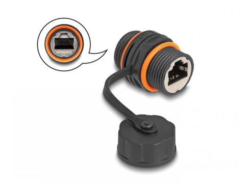 Cupla de retea RJ45 Cat.6A STP cu capac protectie si waterproof, Delock 88145
