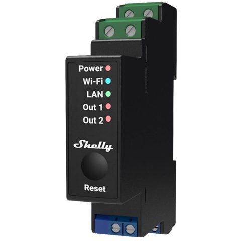 Releu Shelly Pro 2PM - 2 canale cu contor de energie, WiFi, LAN, sina DIN, Amazon Alexa, Google Assistant si Home Assistant 3800235268032