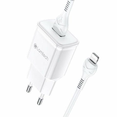 Incarcator retea Lamtech 18W QC3.0, 1xUSB, Cablu Lightning 1m inclus, Alb