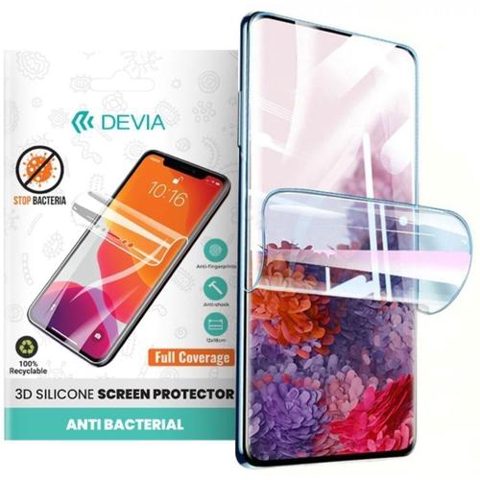 Folie Silicon Devia DVFSASGS24P, Antibacterian, pentru Samsung Galaxy S24 Plus (Transparent)