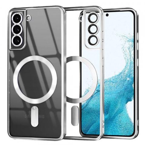 Husa MagSafe pentru Samsung Galaxy S22 5G S901, Techsuit, Luxury Crystal, Argintie