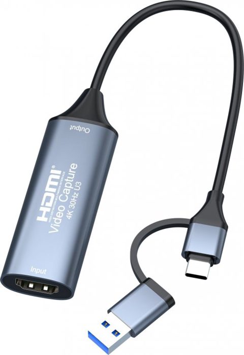 Placa de captura HDMI 4K30Hz la USB type C + adaptor USB-A, ku2grab7