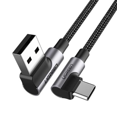 Cablu de date Ugreen US176 Angled, USB-C - USB, 3A, 1m, Negru