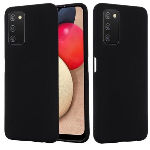 Husa Protectie Spate Lemontti Silky pentru Samsung Galaxy A03s, Silicon (Negru)