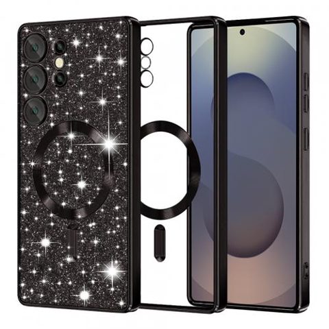 Husa MagSafe pentru Samsung Galaxy S25 Ultra S938, Techsuit, Luxury Glitter, Neagra