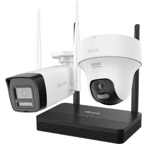 Kit 2 camere Wifi bullet + turret cu NVS HiLook IKS-2042BTH-PH/W, 2MP, lentila 2.8mm, IR 30m, lumina alba, detectie miscare