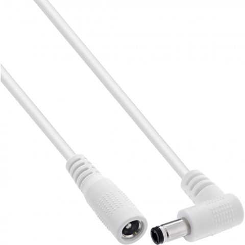 Cablu prelungitor alimentare DC 5.5x2.5mm M-T drept/unghi 0.5m Alb, InLine IL26955K