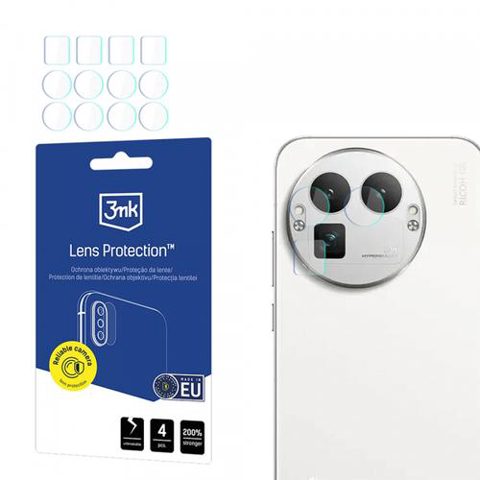 Folie de protectie Camera Spate 3MK Protection pentru Realme GT 8 Pro, Sticla Securizata, Full Glue, Set 4 bucati, Transparenta