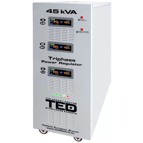 Stabilizator retea TED maxim 45KVA cu servomotor, trifazat, TED45K3SVC, 36KW