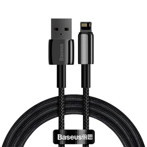 Cablu de date Baseus Tungsten Gold, USB - Lightning, 2.4A, 2m, Negru