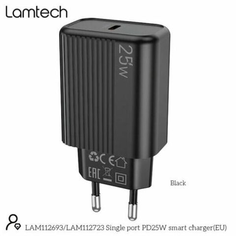 Incarcator retea Lamtech PD 25W, 1xUSB Type-C, Negru
