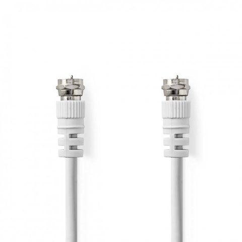 Cablu antena coaxial mufa F 75 Ohm T-T 5m Alb, Nedis CSGL41000WT50