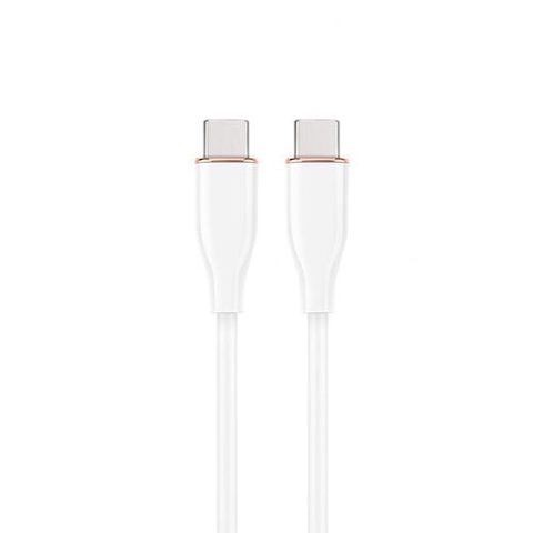 Cablu alimentare si date GEMBIRD CC-USB2S-CMCM-1.5M-W, USB 2.0 Type-C (T) la USB 2.0 Type-C (T), 60W, 1.5m, protectie silicon, Alb