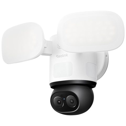 Camera supraveghere wireless rotativa IP WiFi 6 PTZ cu lentila duala Reolink TrackFlex Floodlight Full Color F850W, 8MP+2MP, 2.8/8 mm, PIR, 360 grade,