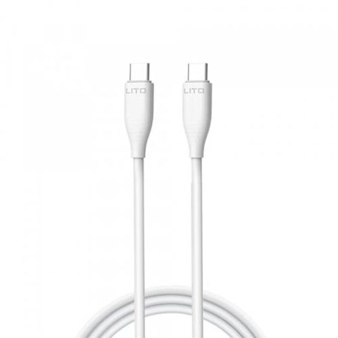 Cablu Date si Incarcare USB-C - USB-C Lito LD03, 60W, 1m, Alb