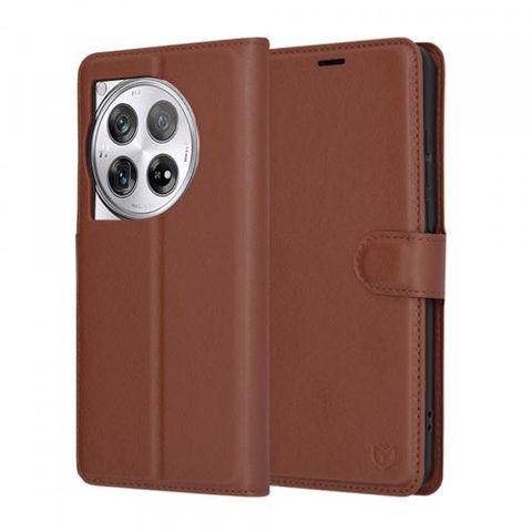 Husa pentru OnePlus 12, Techsuit, Leather Folio, Maro
