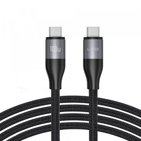 Cablu Date si Incarcare USB-C - USB-C Lito LD23CC, 100W, 1m, Gri