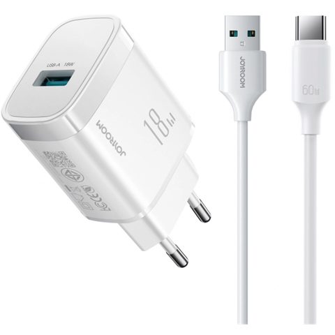 Incarcator Retea Cu Cablu USB-C Joyroom JR-TF4, 18W, 3A, 1 x USB-A (Alb)